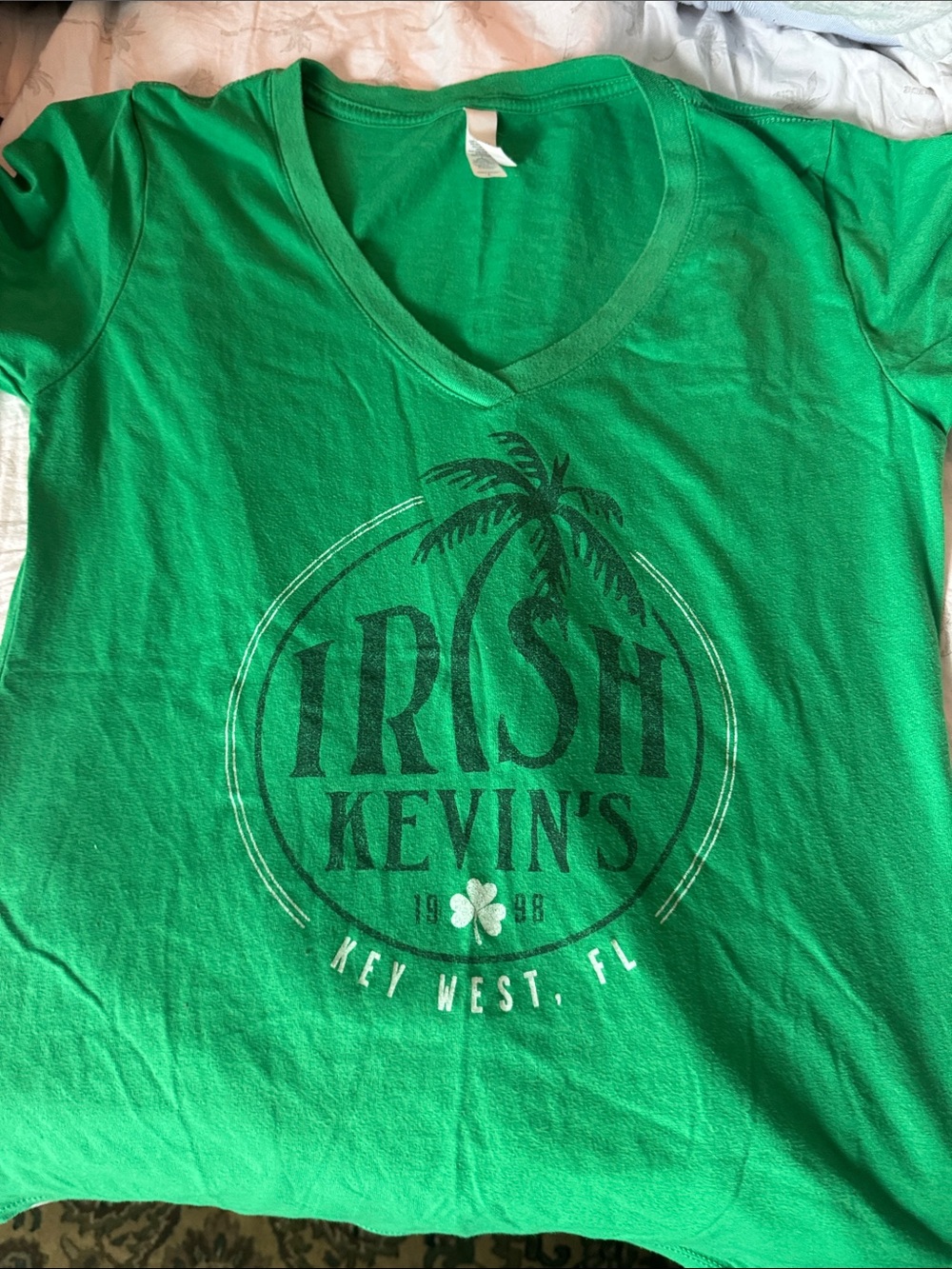 Next Level Apparel Green V-Neck "Irish Kevin's" Graphic Tee